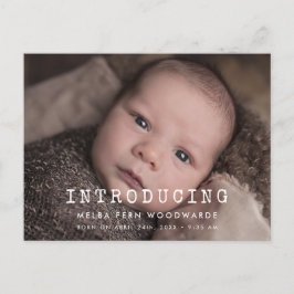 Enkel skrivmaskin Nyfödd bebis som introducerar fo Vykort