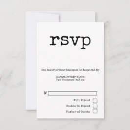 Enkel skrivmaskin Typografi - minimalistisk Bröllo OSA Kort