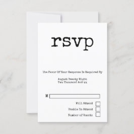 Enkel skrivmaskin Typografi - minimalistisk Bröllo OSA Kort