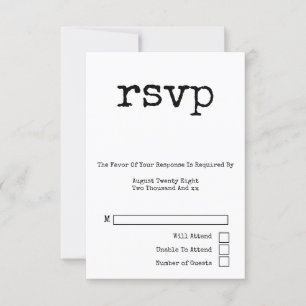 Enkel skrivmaskin Typografi - minimalistisk Bröllo OSA Kort