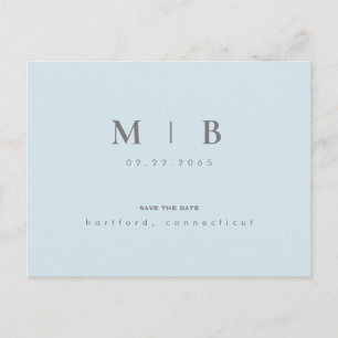 Enkel & Slick Monogram Himmel Spara Datum Meddelande Vykort