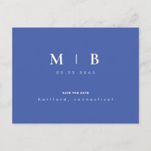 Enkel & Slick Monogram Vår Blå Spara Datum Meddelande Vykort
