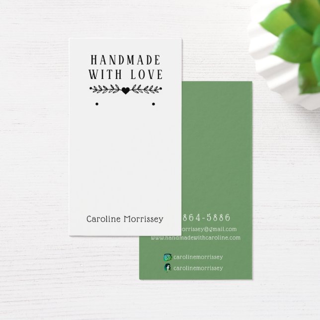 Enkel smycke örhänge display grön kort (Skivbord)