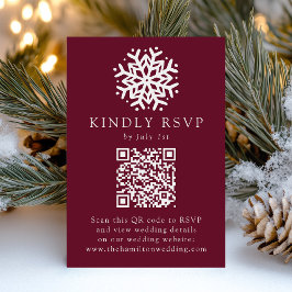 Enkel Snöflinga Vin QR-kod Bröllop OSA Kort