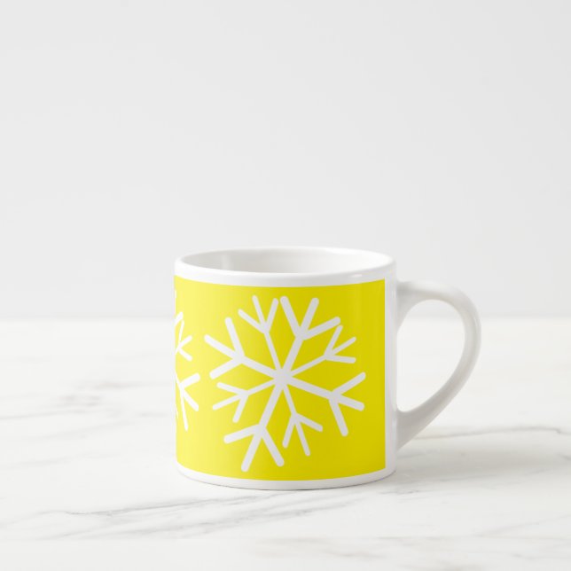 Enkel snöflinga Vit  Ljust gul  Espressomugg (Höger)
