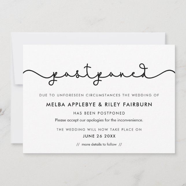 Enkel snygg teckensnitt uppskjuten tillkännagivand inbjudningar (Framsida)