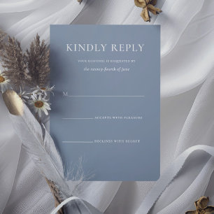 Enkel Snyggt Dusty Blue Monogram Formal Bröllop OSA Kort