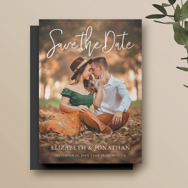 Enkel Snyggt Foto Bröllop spara datum Magnetisk Inbjudningskort (Skapare uppladdad)