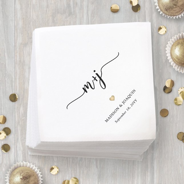 Enkel Snyggt Initialer Modern Monogrammed Bröllop Pappersservett (Skapare uppladdad)