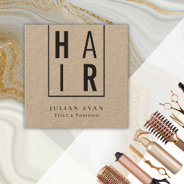 Enkel Snyggt Kraft Hair Dresser-Affärskort Fyrkantigt Visitkort
