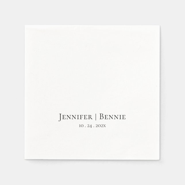 Enkel Snyggt Modern Chic Minimalistisk Bröllop Pappersservett (Framsidan)