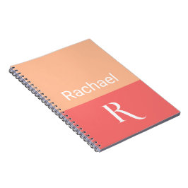 Enkel Snyggt Peach Monogram Namn Anteckningsbok