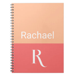 Enkel Snyggt Peach Monogram Namn Anteckningsbok