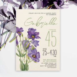 Enkel Snyggt Sage Grönt Lila Lisianthus Flower Inbjudningar