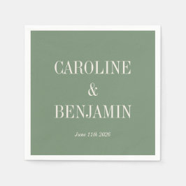 Enkel Snyggt Typografi Elegant Grönt Bröllop Pappersservett
