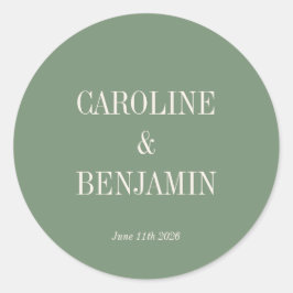 Enkel Snyggt Typografi Elegant Grönt Bröllop Runt Klistermärke