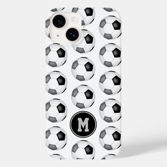 Enkel soccerkula av svart grått monogrammad (Baksida)