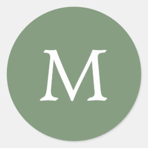 Enkel solid Färg Garden Grönt Monogram Bröllop Runt Klistermärke