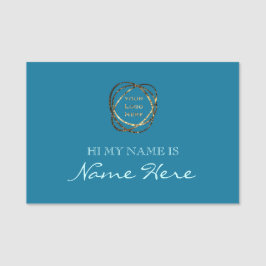 Enkel Solid Turcos Aqua Add Business Logotyp Namnbricka