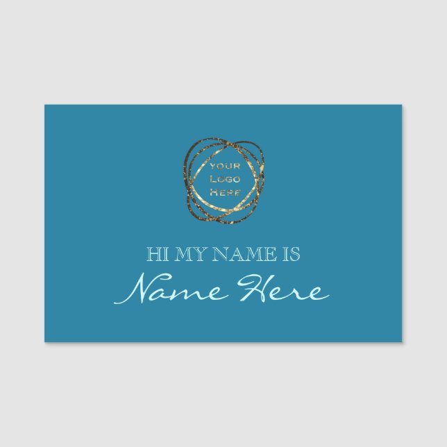 Enkel Solid Turcos Aqua Add Business Logotyp Namnbricka (Framsida)