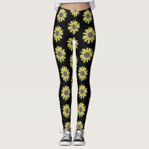 Enkel solros botanisk yogamönsterleggings
