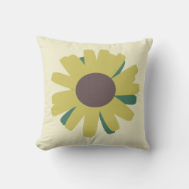 Enkel solros brun grön gul blomma  kudde