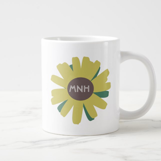 Enkel Solros Trädgårdsväxt Monogram Jumbo Mugg (Höger)