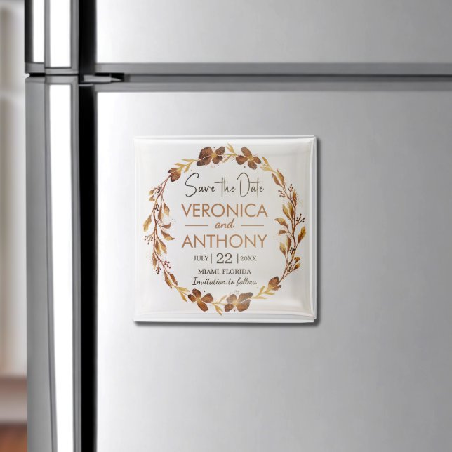 Enkel sommar | Fall Blommigt Bröllop spara datum Magnet (Keep your wedding date top of mind with this fall-themed save the date magnet—easy to display!)