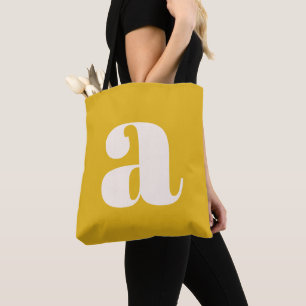 Enkel Sommar Gul Fet Retro Monogram Initial Tygkasse