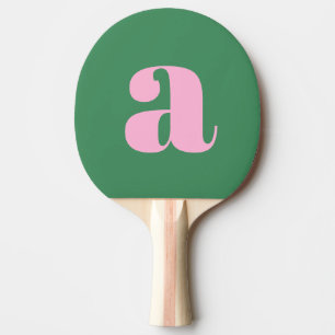 Enkel sommar rosa grön retro monogram initial pingisracket