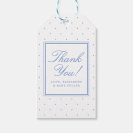 Enkel Söt Blå Prickig Bebis Baby Shower Presentetikett