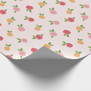 Enkel Söt Blommig Rosa Guld Ros Mönster Ditsy Presentpapper
