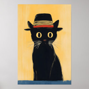 Enkel söt design med svart katt poster