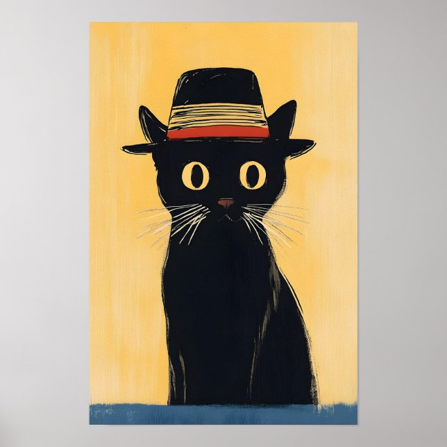 Enkel söt design med svart katt poster (Framsidan)