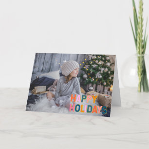 Enkel Söt Full Foto Färgrik Typografi Högtid Helgkort