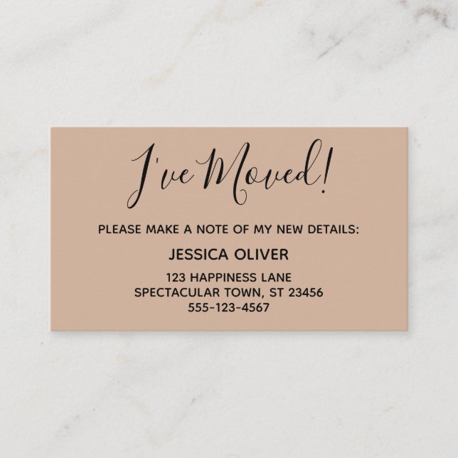 Enkel Söt jag har Flyttat på rostat mandelkort Visitkort (Framsida)