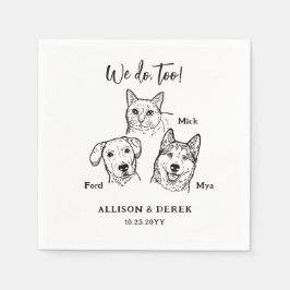Enkel Söt Katt Hund Bröllop Anpassad Pappersservett