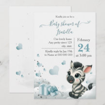 Enkel söt liten sebra baby shower inbjudan