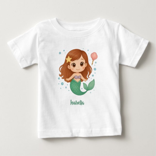 Enkel söt liten sjöjungfru t shirt (Framsida)