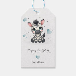 Enkel söt liten tecknad zebra presentetikett