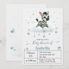 Enkel söt liten zebra baby shower inbjudningar