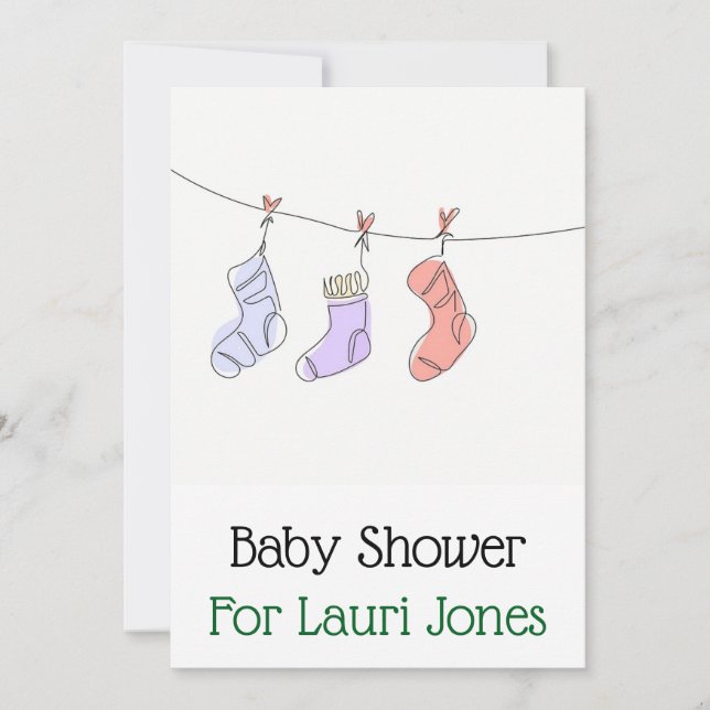 Enkel söt, prisvärd babydusch inbjudan (Framsida)