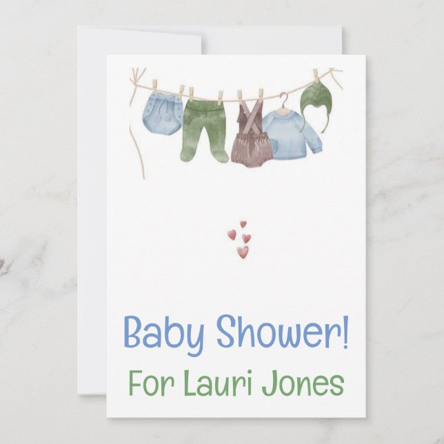 Enkel söt, prisvärd babydusch inbjudan (Framsida)