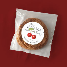 Enkel Söt Red Cherries Bröllop Handskriftlig Runt Klistermärke