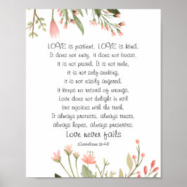 Enkel Söt Rosa Flowers Christian Bröllop Poster