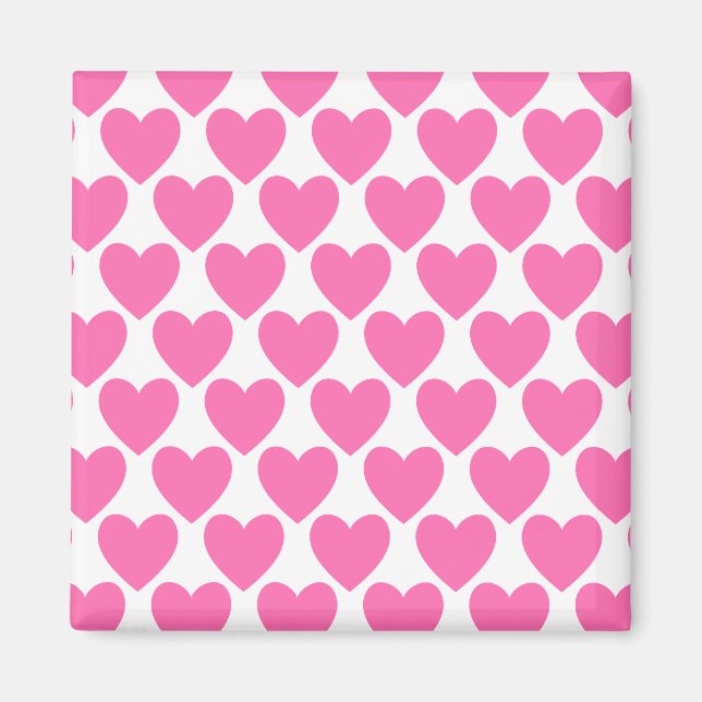 Enkel Söt Rosa Polka Heart Tapet Mönster Magnet (Framsidan)