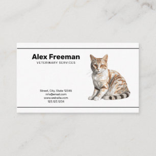 Enkel söt text - kattillustration Veterinär Visitkort