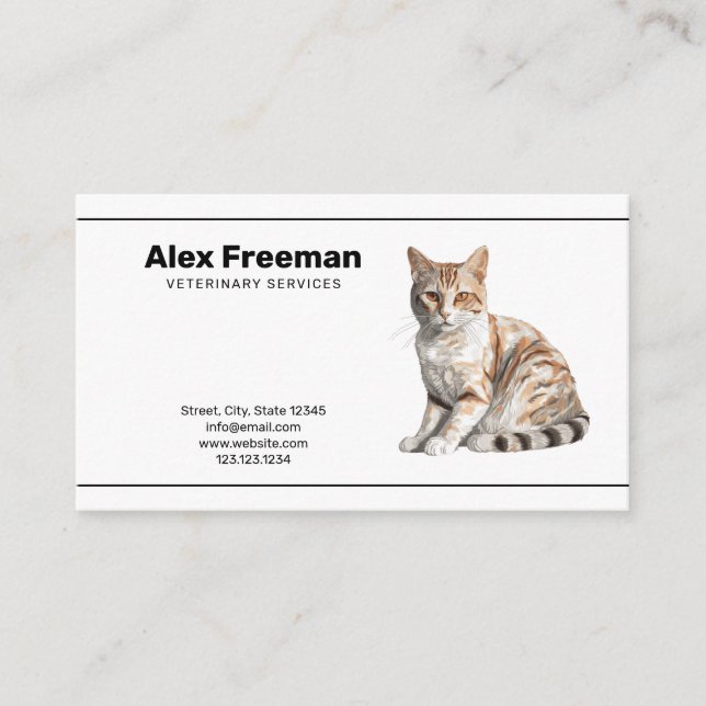 Enkel söt text - kattillustration Veterinär Visitkort (Framsida)