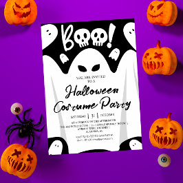 Enkel Spooky Boo Ghost Halloween Costume Party Inbjudningar