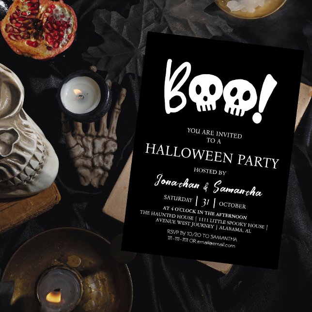 Enkel Spooky Boo Skull Halloween fest Inbjudningar (Skapare uppladdad)